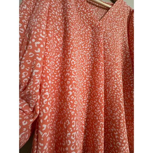 Oddy Coral White Balloon Sleeve Leopard Blouse Small - Picture 3 of 5